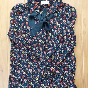 Sezane Long Sleeved Blouse with Bow Size 36